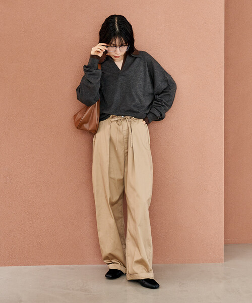 FREAK'S STORE（フリークスストア）の「＜新色追加＞ウォッシャブル コンパクト スキッパー ポロニット/ポロ襟/襟付きニット（ニット/セーター・レディース・チャコール/その他1/その他2/レッド/ライトグレー/その他/ピンク・SMALL/MEDIUM）」の11枚目の写真