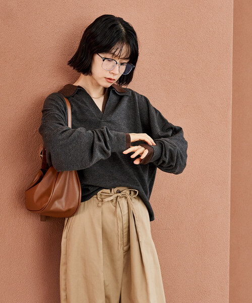 FREAK'S STORE（フリークスストア）の「＜新色追加＞ウォッシャブル コンパクト スキッパー ポロニット/ポロ襟/襟付きニット（ニット/セーター・レディース・チャコール/その他1/その他2/レッド/ライトグレー/その他/ピンク・SMALL/MEDIUM）」の13枚目の写真