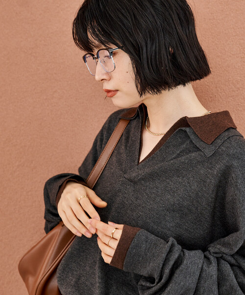 FREAK'S STORE（フリークスストア）の「＜新色追加＞ウォッシャブル コンパクト スキッパー ポロニット/ポロ襟/襟付きニット（ニット/セーター・レディース・チャコール/その他1/その他2/レッド/ライトグレー/その他/ピンク・SMALL/MEDIUM）」の19枚目の写真