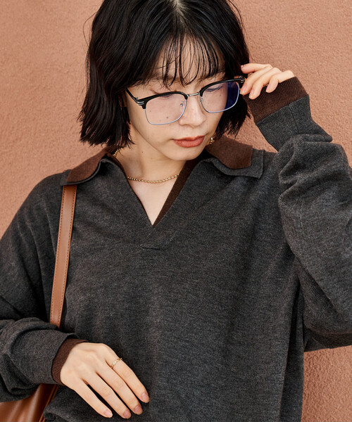 FREAK'S STORE（フリークスストア）の「＜新色追加＞ウォッシャブル コンパクト スキッパー ポロニット/ポロ襟/襟付きニット（ニット/セーター・レディース・チャコール/その他1/その他2/レッド/ライトグレー/その他/ピンク・SMALL/MEDIUM）」の22枚目の写真