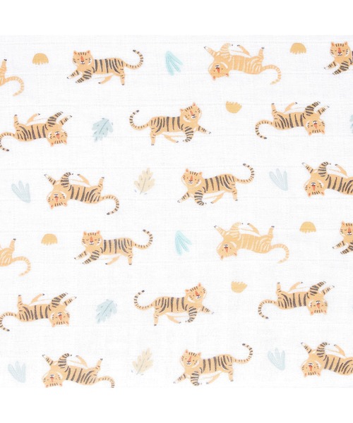 aden + anais （エイデンアンドアネイ）の「aden + anais おくるみスワドル/タイガー・ハッピーバースイヤーコレクション/3枚（おくるみ・キッズ・ホワイト×イエロー・ONE SIZE）」の6枚目の写真