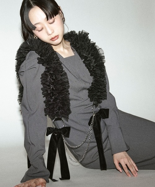 2021 21ss チュールハーネス チェーン 黒 tull velours ribbon ベロアリボンチュールチェーンハーネス（ベルト