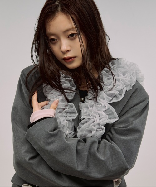 Ezick（エジック）の「tull velours ribbon ベロアリボンチュールチェーンハーネス（ベルト・レディース・グレー/ブラック・FREE）」の20枚目の写真