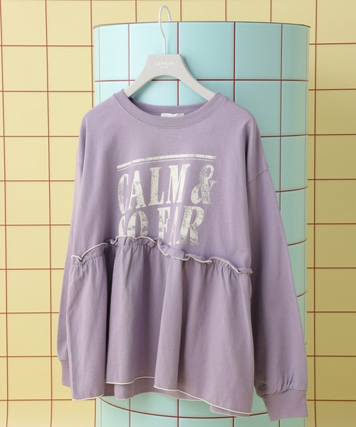 LEPSIM（レプシィム）の「【KIDS】配色フリルロゴプリント　593192（Tシャツ/カットソー・キッズ・ライトパープル/アイボリー/チャコールグレー・130/120/140）」の3枚目の写真