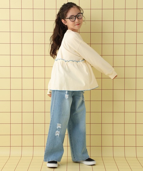 LEPSIM（レプシィム）の「【KIDS】配色フリルロゴプリント　593192（Tシャツ/カットソー・キッズ・ライトパープル/アイボリー/チャコールグレー・130/120/140）」の14枚目の写真