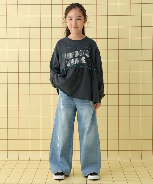 LEPSIM（レプシィム）の「【KIDS】配色フリルロゴプリント　593192（Tシャツ/カットソー・キッズ・ライトパープル/アイボリー/チャコールグレー・130/120/140）」の21枚目の写真