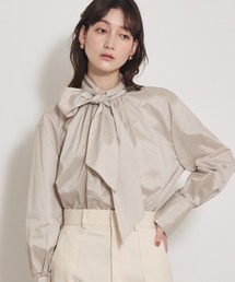 qualite | 【ボウタイ取り外し可能】タフタボウタイブラウス/秋服/冬服/オフィスカジュアル/オケージョン/2次会(シャツ/ブラウス)