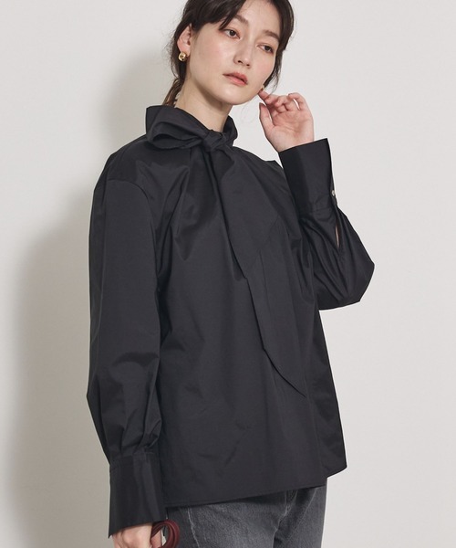 qualite（カリテ）の「【ボウタイ取り外し可能】タフタボウタイブラウス/秋服/冬服/オフィスカジュアル/オケージョン/2次会（シャツ/ブラウス・レディース・オフホワイト/ブラック/ベージュ・フリー）」の2枚目の写真