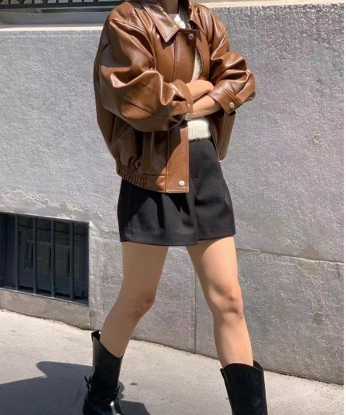 FREE STYLISTS(フリー スタイリスト)の「YUGA_YGMC Synthetic leather rider's jacket(ライダースジャケット・レディース・ベージュ/ブラック/ブラウン・FREE)」の12枚目の写真