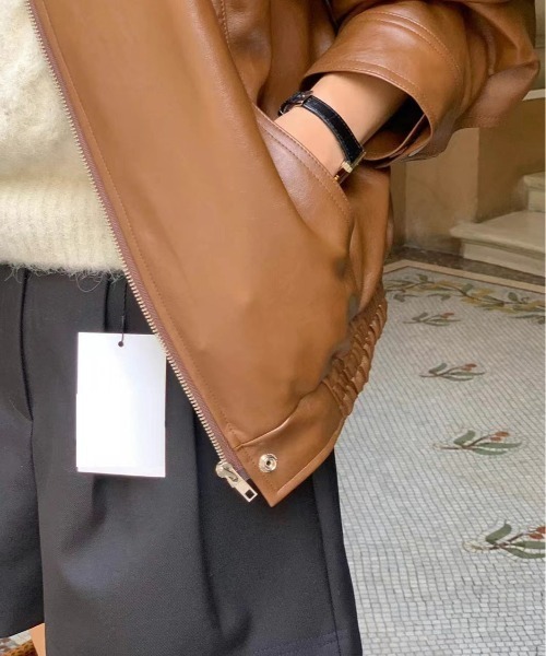 FREE STYLISTS(フリー スタイリスト)の「YUGA_YGMC Synthetic leather rider's jacket(ライダースジャケット・レディース・ベージュ/ブラック/ブラウン・FREE)」の20枚目の写真