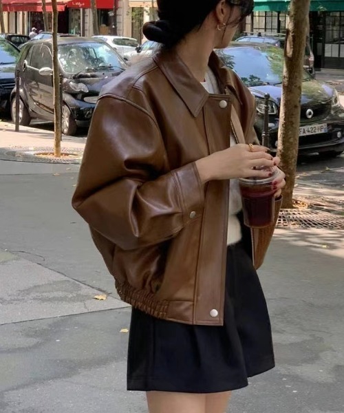 FREE STYLISTS(フリー スタイリスト)の「YUGA_YGMC Synthetic leather rider's jacket(ライダースジャケット・レディース・ベージュ/ブラック/ブラウン・FREE)」の18枚目の写真
