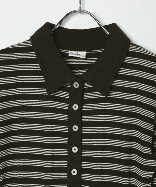 MILLER（ミラー）の「【MILLER(ミラー)】Prib Cardigan（Tシャツ/カットソー・レディース・スカイブルー/ブラック/ライトオリーブ・FREE）」の5枚目の写真