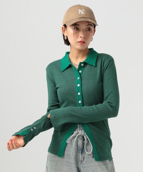 MILLER（ミラー）の「【MILLER(ミラー)】Prib Cardigan（Tシャツ/カットソー・レディース・スカイブルー/ブラック/ライトオリーブ・FREE）」の14枚目の写真