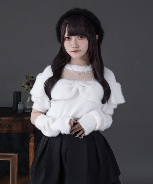 アームウォーマー付きリボンシャギーニット（ニット/セーター）｜Pal