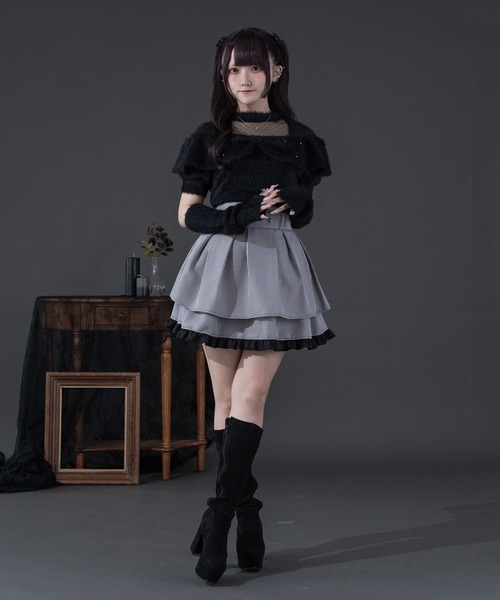 Pal elfy（パルエルフィー）の「アームウォーマー付きリボンシャギーニット（ニット/セーター・レディース・オフホワイト/ブラック/ピンク・フリー）」の12枚目の写真