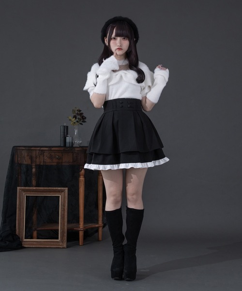 Pal elfy（パルエルフィー）の「アームウォーマー付きリボンシャギーニット（ニット/セーター・レディース・オフホワイト/ブラック/ピンク・フリー）」の9枚目の写真