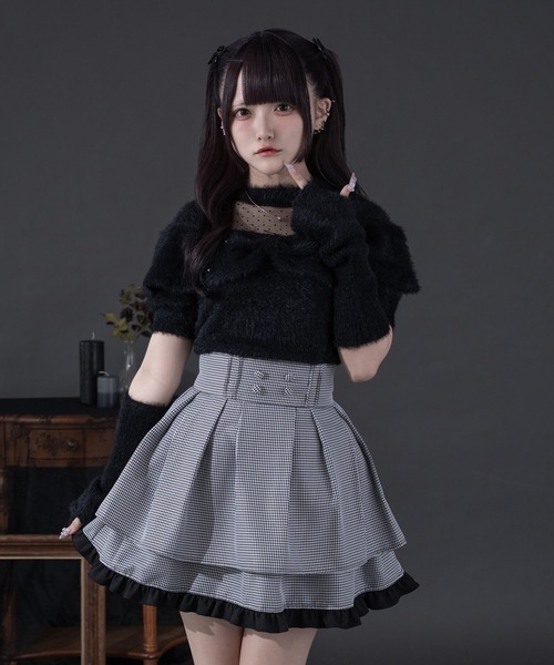 Pal elfy（パルエルフィー）の「アームウォーマー付きリボンシャギーニット（ニット/セーター・レディース・オフホワイト/ブラック/ピンク・フリー）」の15枚目の写真