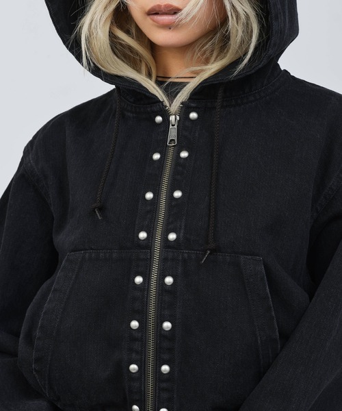 atmos pink(アトモスピンク)の「atmos pink Studs Denim Hoodie / アトモス ピンク スタッズ デニム フーディー(その他アウター・レディース・ブルー/ブラック・FREE)」の3枚目の写真