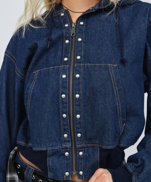 atmos pink(アトモスピンク)の「atmos pink Studs Denim Hoodie / アトモス ピンク スタッズ デニム フーディー(その他アウター・レディース・ブルー/ブラック・FREE)」の12枚目の写真