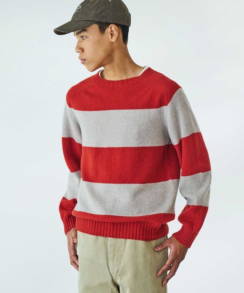 MORRIS & SONS | ブロックストライプクルーネックセーター MEN（ニット