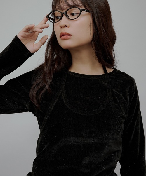 MUHET（ミュエータ）の「【set item】velour long sleeve t-shirt & halter neck camisole / ホルターネックキャミセットベロアロンT（Tシャツ/カットソー・レディース・ブラウン/ネイビー/アイボリー/ブラック・FREE）」の22枚目の写真