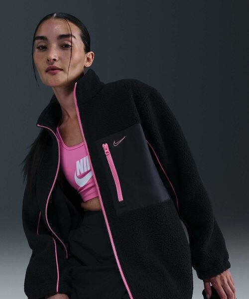 NIKE(ナイキ)の「ナイキ スポーツウェア ウィメンズ フルジップ ハイパイル フリースジャケット / Nike Sportswear Women's Full-Zip High-Pile Fleece Jacket IM7485-010 Black(ブルゾン・レディース・ブラック・XS/XL/L/M/S)」の9枚目の写真