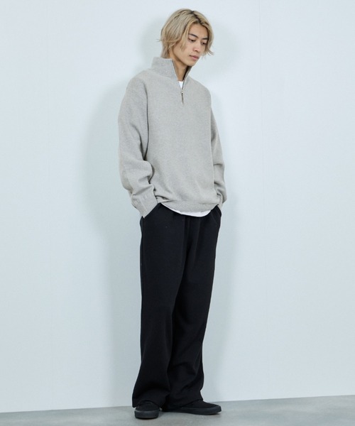 NAVY（ネイビー）の「NAVY 快適ミラノリブハーフジップニット【ウォッシャブル】（ニット/セーター・メンズ・ブラック/杢グレー・XL/L/M/S）」の3枚目の写真