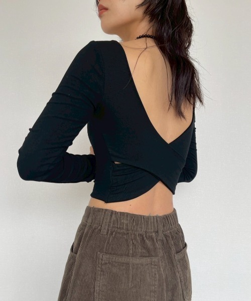 AMAIL（アマイル）の「Cross Back Top（Tシャツ/カットソー・レディース・ブラック/ホワイト・FREE）」の10枚目の写真