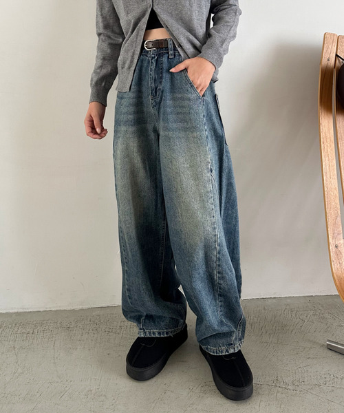 Good Riddance(グッドリダンス)の「【Good Riddance】ヴィンテージ風 デザイン カーブ デニム(デニムパンツ・レディース・ブルー/アイボリー・L/M/S)」の20枚目の写真