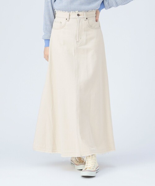 BEAMS HEART(ビームスハート)の「タック デニム スカート(スカート・レディース・ネイビー/ナチュラル・SMALL/MEDIUM)」の1枚目の写真
