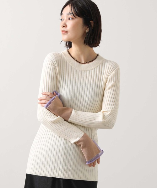 Gready Brilliant(グレディブリリアン)の「配色ワイドリブニット(ニット/セーター・レディース・キャメル/アイボリー・38)」の5枚目の写真