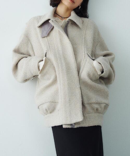 CODE A(コードエー)の「oversized tweed blouson(ダウンジャケット/コート・レディース・ブラック系3/ホワイト系6/ブラック・00)」の1枚目の写真