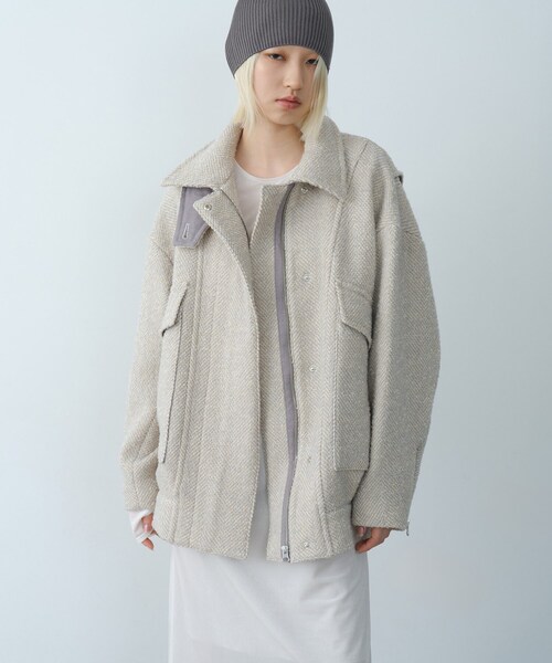CODE A(コードエー)の「oversized tweed blouson(ダウンジャケット/コート・レディース・ブラック系3/ホワイト系6/ブラック・00)」の6枚目の写真