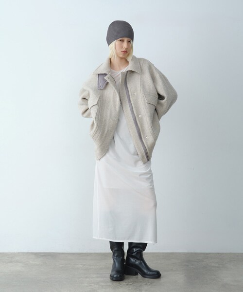 セール】oversized tweed blouson（ダウンジャケット/コート）｜CODE A