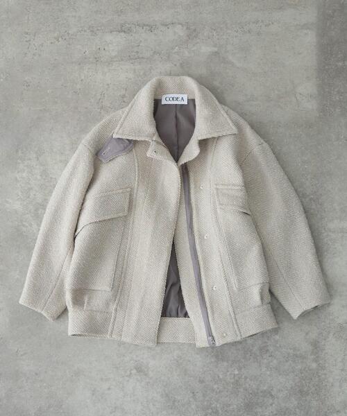 CODE A(コードエー)の「oversized tweed blouson(ダウンジャケット/コート・レディース・ブラック系3/ホワイト系6/ブラック・00)」の12枚目の写真