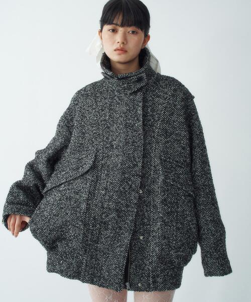 CODE A(コードエー)の「oversized tweed blouson(ダウンジャケット/コート・レディース・ブラック系3/ホワイト系6/ブラック・00)」の14枚目の写真
