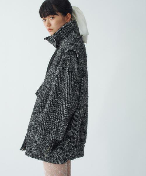 CODE A(コードエー)の「oversized tweed blouson(ダウンジャケット/コート・レディース・ブラック系3/ホワイト系6/ブラック・00)」の15枚目の写真