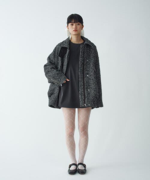 セール】oversized tweed blouson（ダウンジャケット/コート）｜CODE A