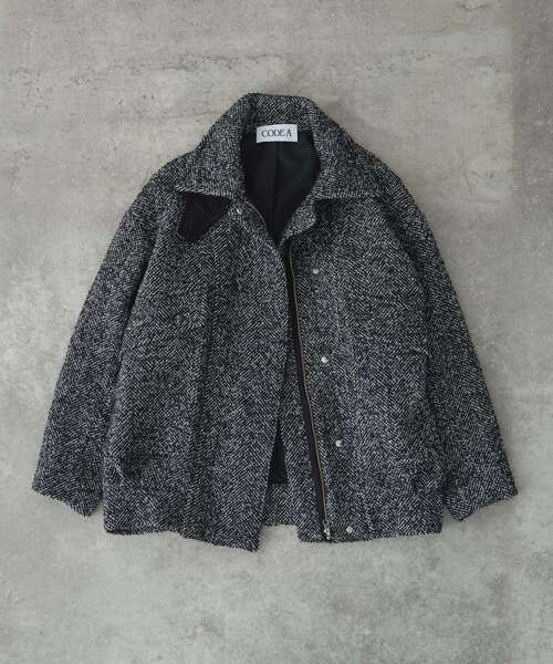 CODE A(コードエー)の「oversized tweed blouson(ダウンジャケット/コート・レディース・ブラック系3/ホワイト系6/ブラック・00)」の18枚目の写真