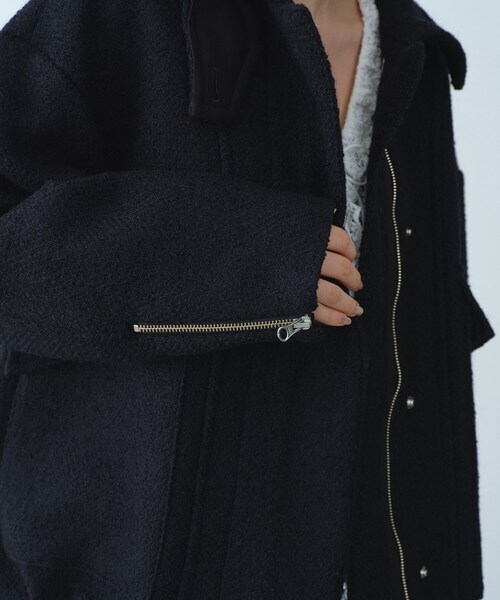 セール】oversized tweed blouson（ダウンジャケット/コート）｜CODE A
