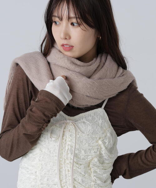 FREE'S MART（フリーズマート）の「シャギーラッセルストール（ストール/ショール・レディース・ホワイト/ブラウン/イエロー・ﾌﾘ-）」の2枚目の写真