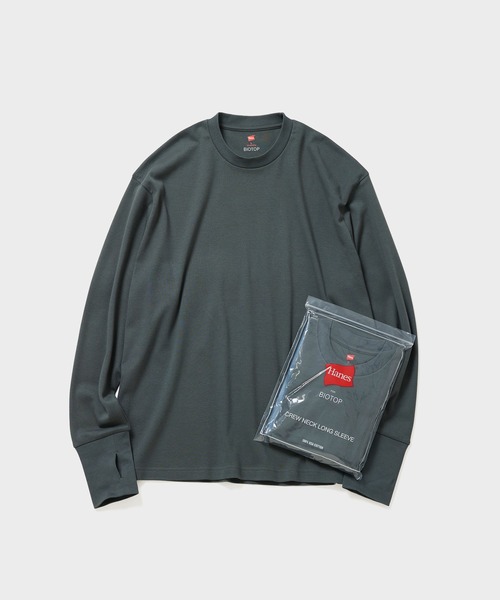 Hanes for BIOTOP】 Comfort Crew Neck Pullover with Thumbhole EX(T Hanes for BIOTOP】 Comfort Crew Neck Pullover with Thumbhole EX(T