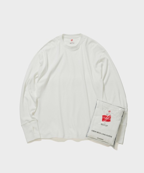 Hanes for BIOTOP】 Comfort Crew Neck Pullover with Thumbhole EX（T