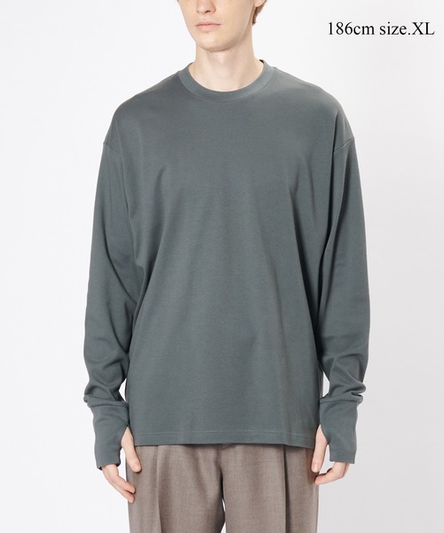 BIOTOP（ビオトープ）の「【Hanes for BIOTOP】 Comfort Crew Neck Pullover with Thumbhole EX（Tシャツ/カットソー・メンズ・ブラック/ホワイト/スミクロ・S/M/L/XL）」の13枚目の写真