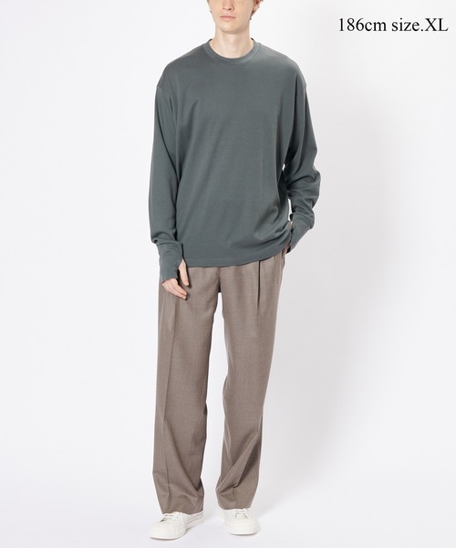 BIOTOP（ビオトープ）の「【Hanes for BIOTOP】 Comfort Crew Neck Pullover with Thumbhole EX（Tシャツ/カットソー・メンズ・ブラック/ホワイト/スミクロ・S/M/L/XL）」の12枚目の写真