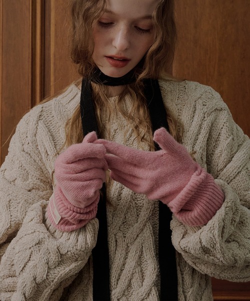 MUHET(ミュエータ)の「velour chenille yarn cable knit sweater / ベロアモールケーブルニット(ニット/セーター・レディース・ピンク/ネイビー/アイボリー・FREE)」の18枚目の写真