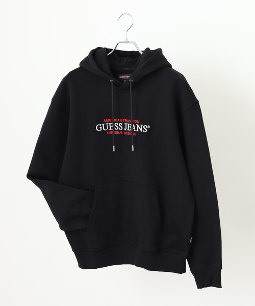 GUESS JEANS(ゲスジーンズ)の「GUESS JEANS GJ HOOD REG AMERICA TRAD SWEAT ゲス 刺繍ロゴ プルオーバー パーカー フーディー(パーカー・メンズ・ホワイト/ブラック・XL/M/L)」の2枚目の写真