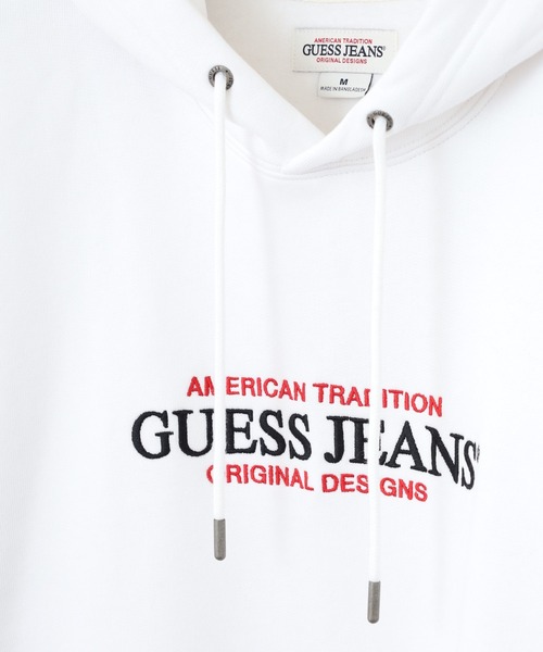 GUESS JEANS(ゲスジーンズ)の「GUESS JEANS GJ HOOD REG AMERICA TRAD SWEAT ゲス 刺繍ロゴ プルオーバー パーカー フーディー(パーカー・メンズ・ホワイト/ブラック・XL/M/L)」の7枚目の写真