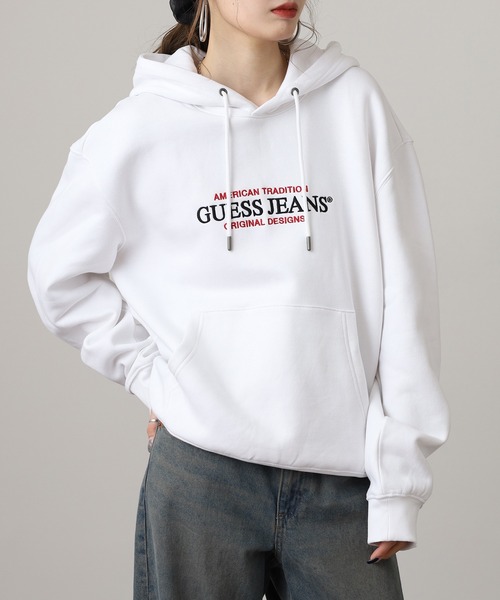 GUESS JEANS(ゲスジーンズ)の「GUESS JEANS GJ HOOD REG AMERICA TRAD SWEAT ゲス 刺繍ロゴ プルオーバー パーカー フーディー(パーカー・メンズ・ホワイト/ブラック・XL/M/L)」の20枚目の写真