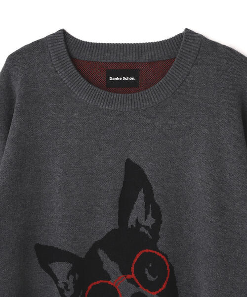 DANKE SCHON(ダンケシェーン)の「【WEB&DEPOT限定】DankeSchon/ダンケシェーン/W Jacquard DOG KNIT(ニット/セーター・メンズ・ホワイト系2/チャコールグレー/ブルー・XL/M/L)」の12枚目の写真